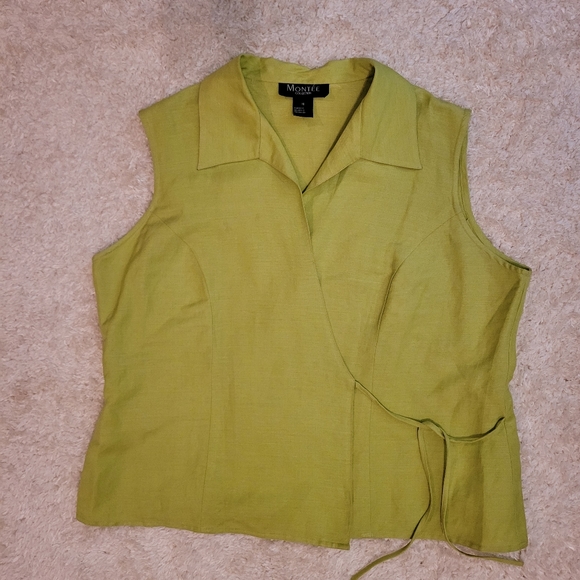Vintage Montee' Collection lime green wrap top size 16 - Picture 4 of 10
